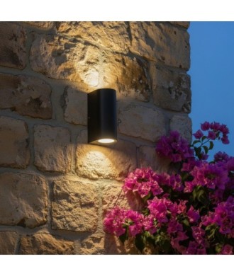 kelvo® MURANO KLV-101-0015 Φωτιστικό Τοίχου - Απλίκα για 2 Λάμπες MR16 με Ντουί GU10 AC 220-240V Αδιάβροχο IP65 - Μαύρο Ματ - Μ8 x Π8 x Υ15cm